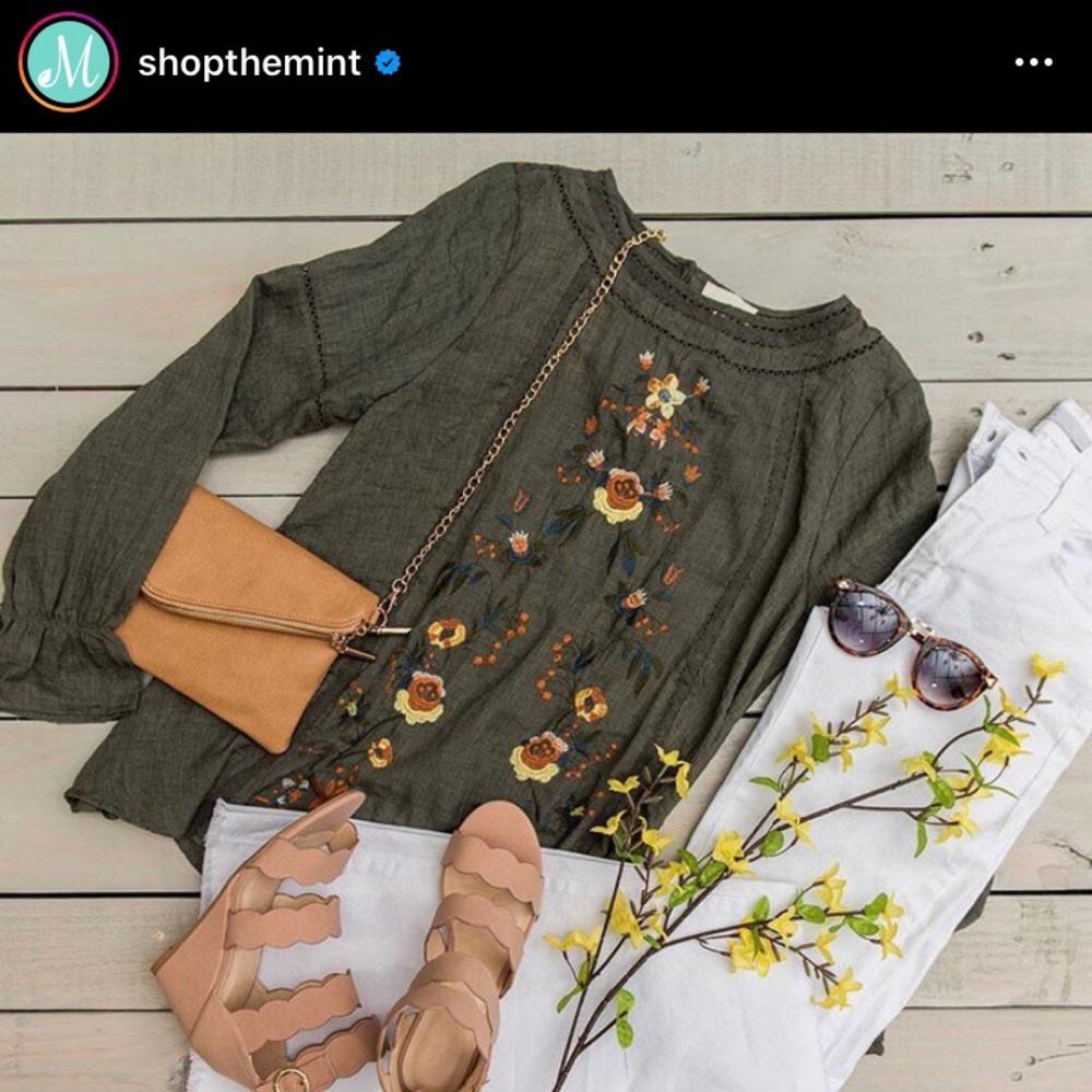 Military green blouse